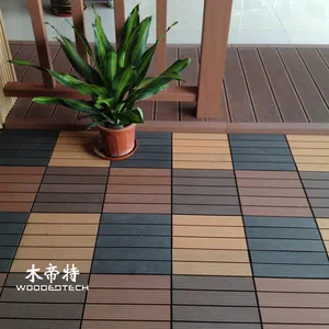 Durable Wood Plastic Composite Decking Tiles - Interlocking Outdoor Flooring