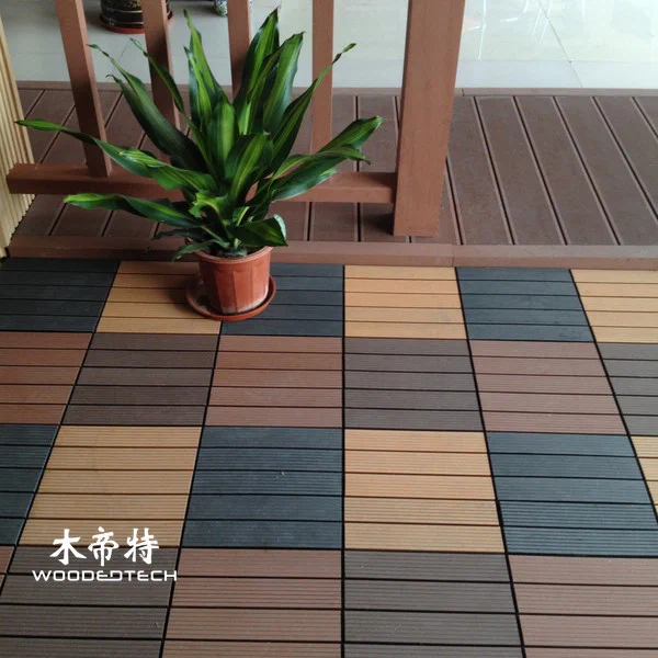 Durable Wood Plastic Composite Decking Tiles - Interlocking Outdoor Flooring