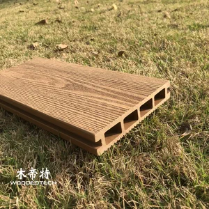 3D14025 140mm Width 25mm Thickness Square Hole 3D Embossed Plastic Wood Like Decking Provides Natural Outdoor Flooring Style