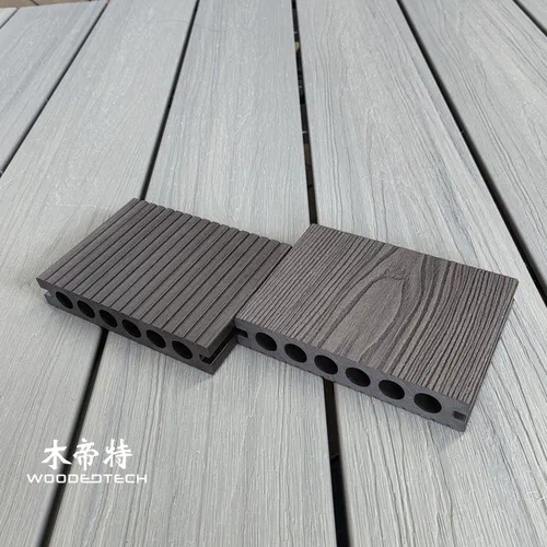 3D14025-2 First Generation 3D Deep Embossed Small Round Hole Plastic Wood Composite Decking Provides Strong Performance And Durability