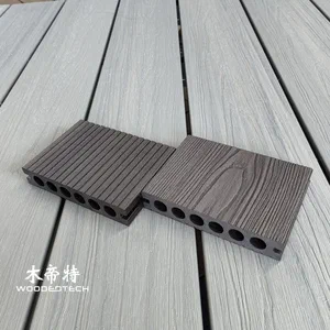 3D14025-2 First Generation 3D Deep Embossed Small Round Hole Plastic Wood Composite Decking Provides Strong Performance And Durability