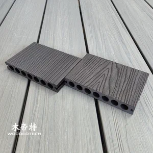 3D15023 150mm Width 23mm Thickness Round Hole 3D Embossed Chocolate Color Outdure Composite Decking Creates Elegant Outdoor Spaces