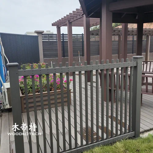 Composite deck with wood railing offers high customization options for different outdoor design requirements