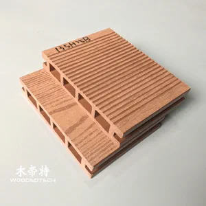 D13525-2 decking composite boards with square holes and flat surface support different wood ring grain embossing designs