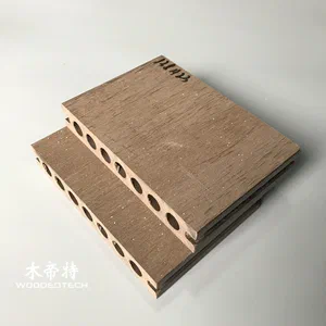 D13823 Round Hole Double Sided Flat WPC Bamboo Decking Boards With Strong Quality And Various Wood Grain Surface Treatments