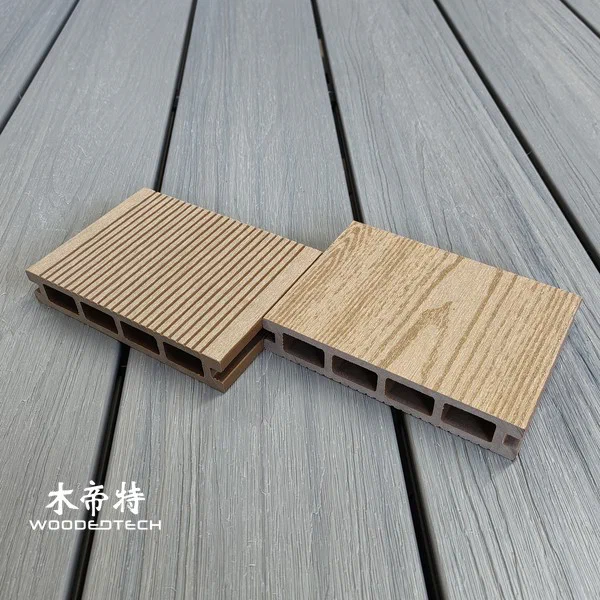 D14025-4 Teak Hohle quadratische Loch-Verbund-Behändung bietet G3-Holz-Korn-Oberflächen-Design mit flachem Finish