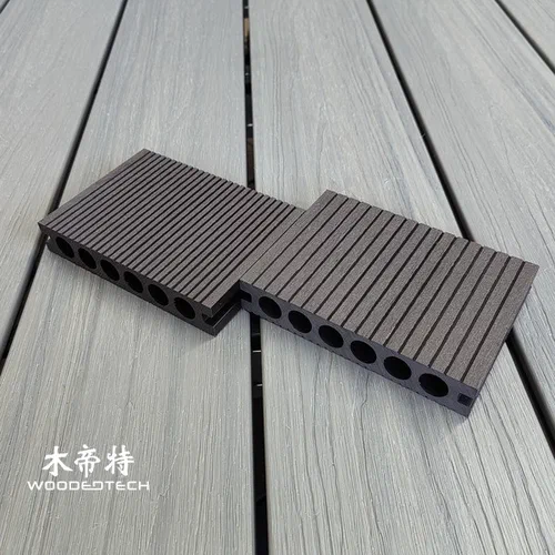 D14025-5 Composite Lumber for Decks Features a Dark Chocolate Color Round Hole Design and High Strength for Outdoor Decking