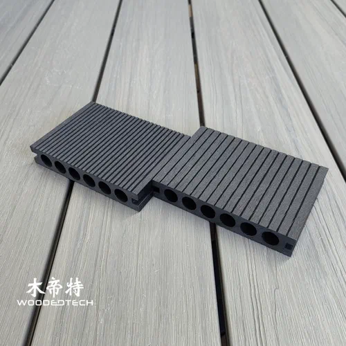 D14025-5 First Generation Large And Small Groove Ebony Color Composite Board With Low Profile Style And Dirt Resistant Outdoor Performance