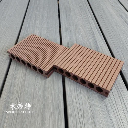 D14025-5 First Generation Large And Small Groove Redwood Color WPC Panel Material With Popular Outdoor Appearance