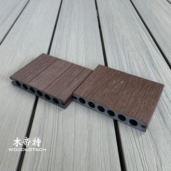 GD13823-3 Redwood Color Round Hole Co Extrusion Decking Composite Decking Brings Classic Chinese Red Style to Outdoor Flooring Projects