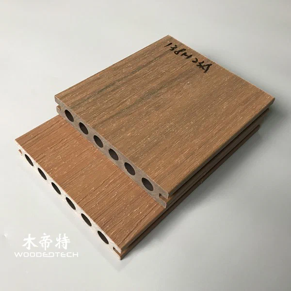 GD13823 co extrusion decking with classic double flat surface and round holes offers premium outdoor composite flooring solutions