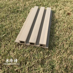 GQ13523wpc board wall paneling with antique wood color narrow grille design delivers elegant outdoor wall appearance