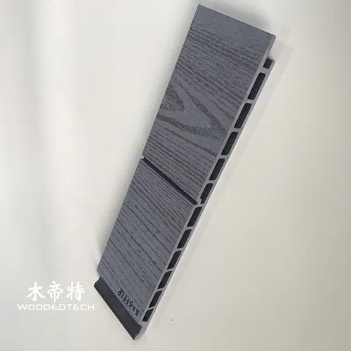 Q32318 plastic wood grain cladding provides two wood textures on one panel for creative outdoor wall designs