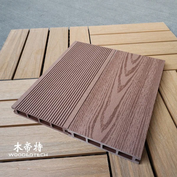 Walnut D14025-4 Plastic Wood Flooring Outdoor Combines Low Cost Stable Quality and Twenty Years of Proven Market Success