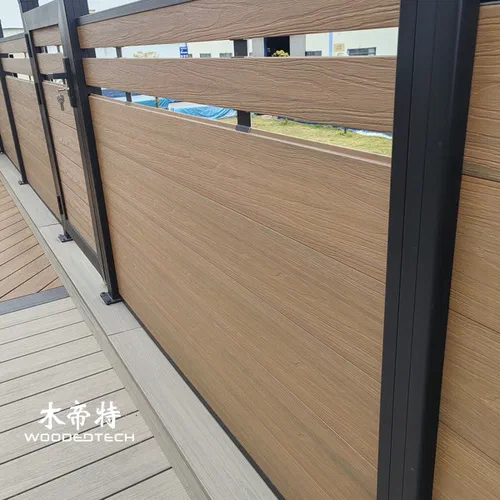 wpc composite fence panels perfectly match aluminum post systems for stronger outdoor fencing solutions