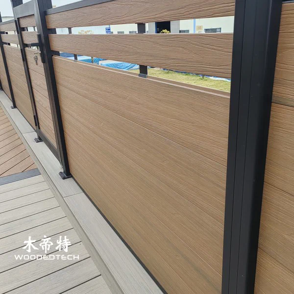 wpc composite fence panels perfectly match aluminum post systems for stronger outdoor fencing solutions